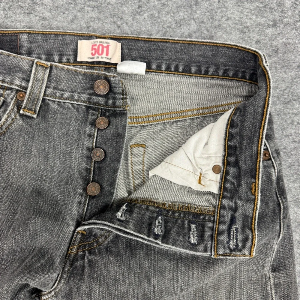 Levis 501 Mens Jeans Gray Straight Leg‎ Button Fly Denim Pants W30 L32 Y2K 2009
